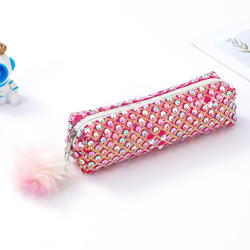 1Pc Beautiful Shiny Sequin Pencil Case for Office Stationery Storage Bag Desk Organizer Pen Pouch Cute School Supplies Portable