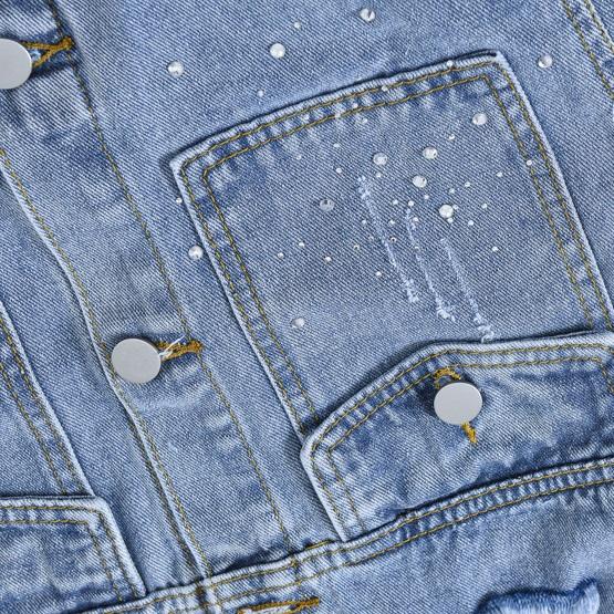 Spring and Autumn Women's Plus Size Denim Vest Mid-length Loose Light Color Casual Waistband Hole Sleeveless Denim Jacket Coat