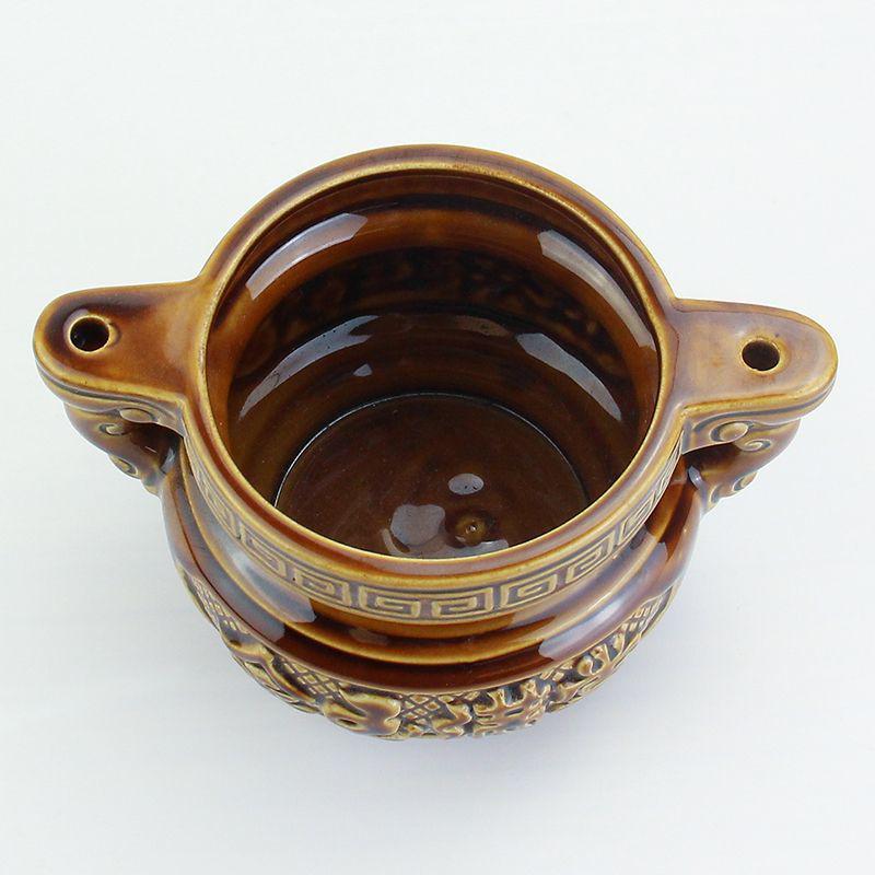 Copper Alloy Incense and Candle Holder - Handmade Ceramic Base for Home Use