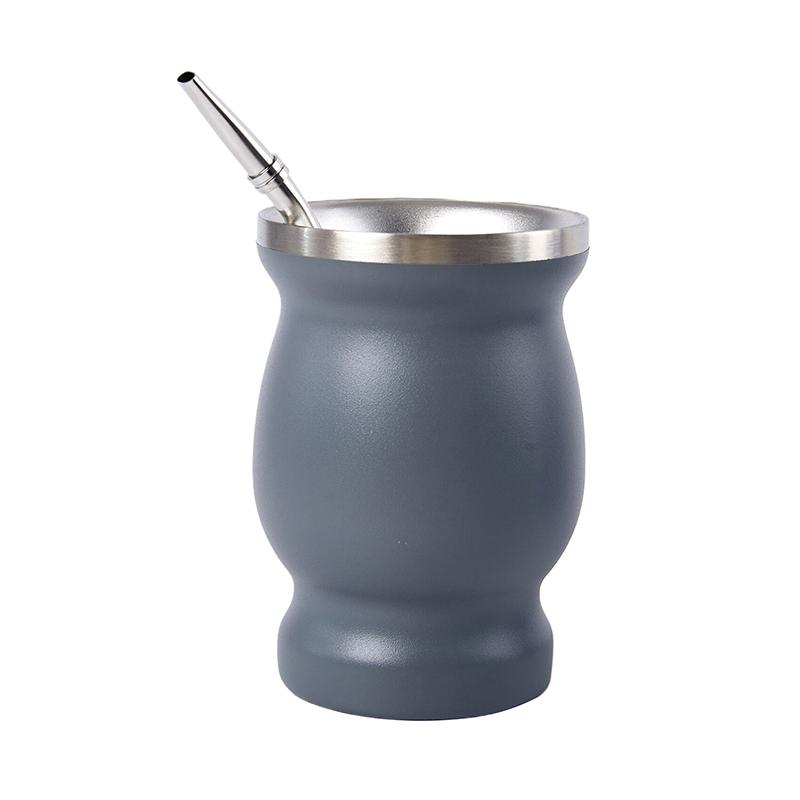 230ml Yerba Mate Gourd Tea Cup Set Double-Wall Stainless Steel Coffee Water Cup Straws Filter With Spoon Brush