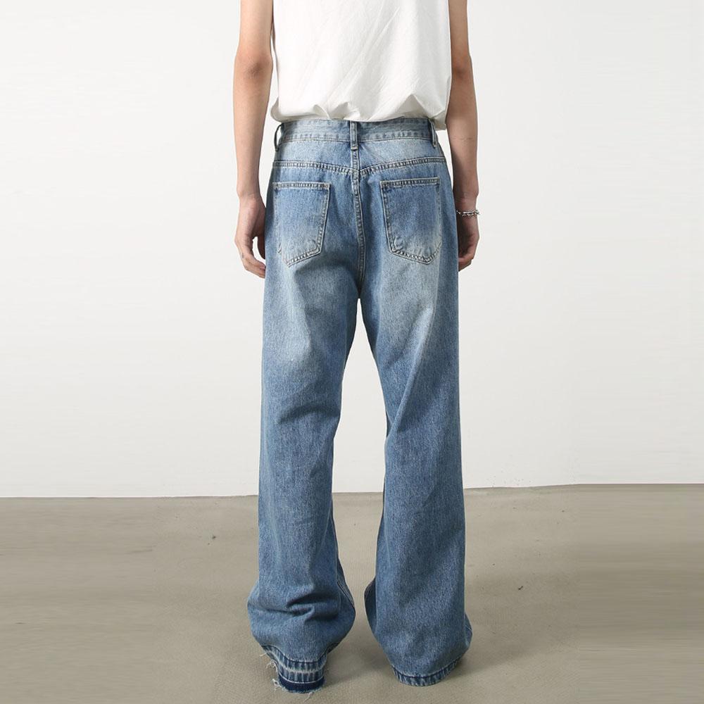 Men‘s Y2K Vintage Casual Wide Leg Jeans Ful Lentgh Baggy Pants Trousers Light Blue Denim Jeans New Streetwear Hip Hop
