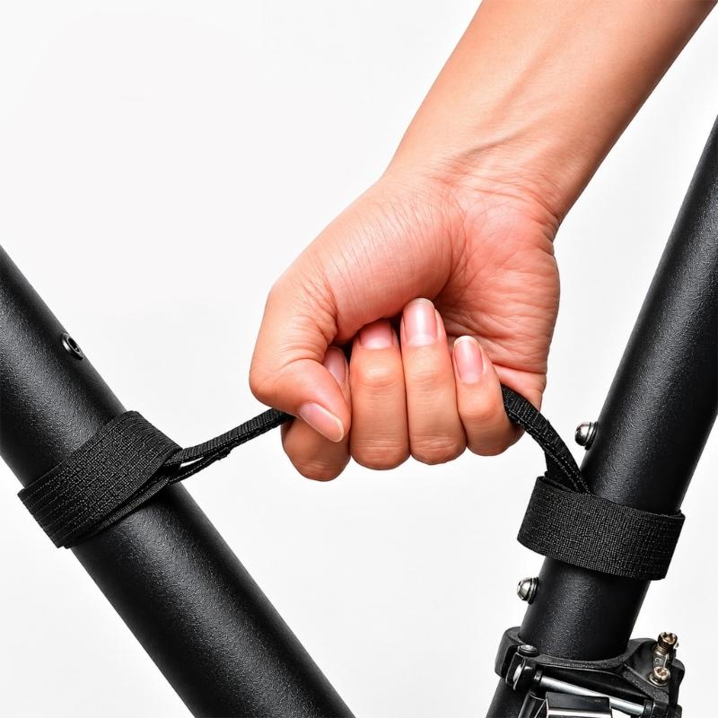 Bike Carry Aid for Upstairs and Loading, PU Grip Handle with Frame Fastener for Common Adult Bikes, Black, Apartment Carry and Garage Storage Support