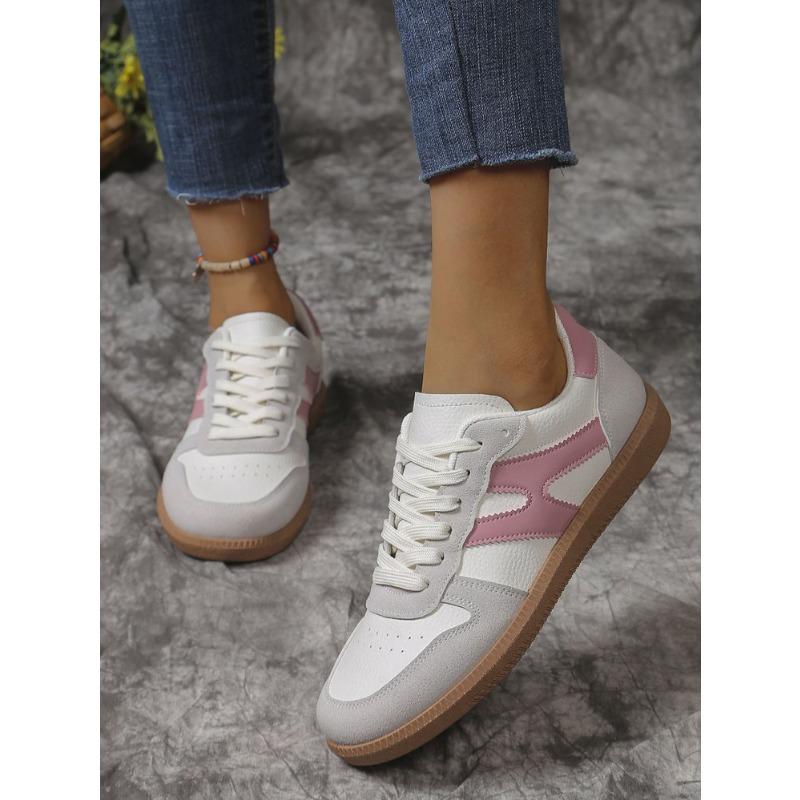 Women's Plus Size New European American Style Retro Color Block Flat Trainer Sneakers