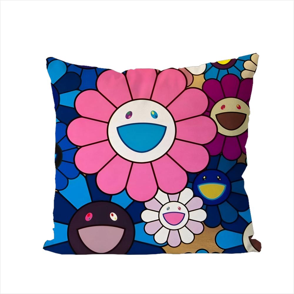 TTakashis MMurakamiS Pillow Case For Car Sofa Decorative Home Doublesided Print Plush Square Throw Pillow Cushion Cover