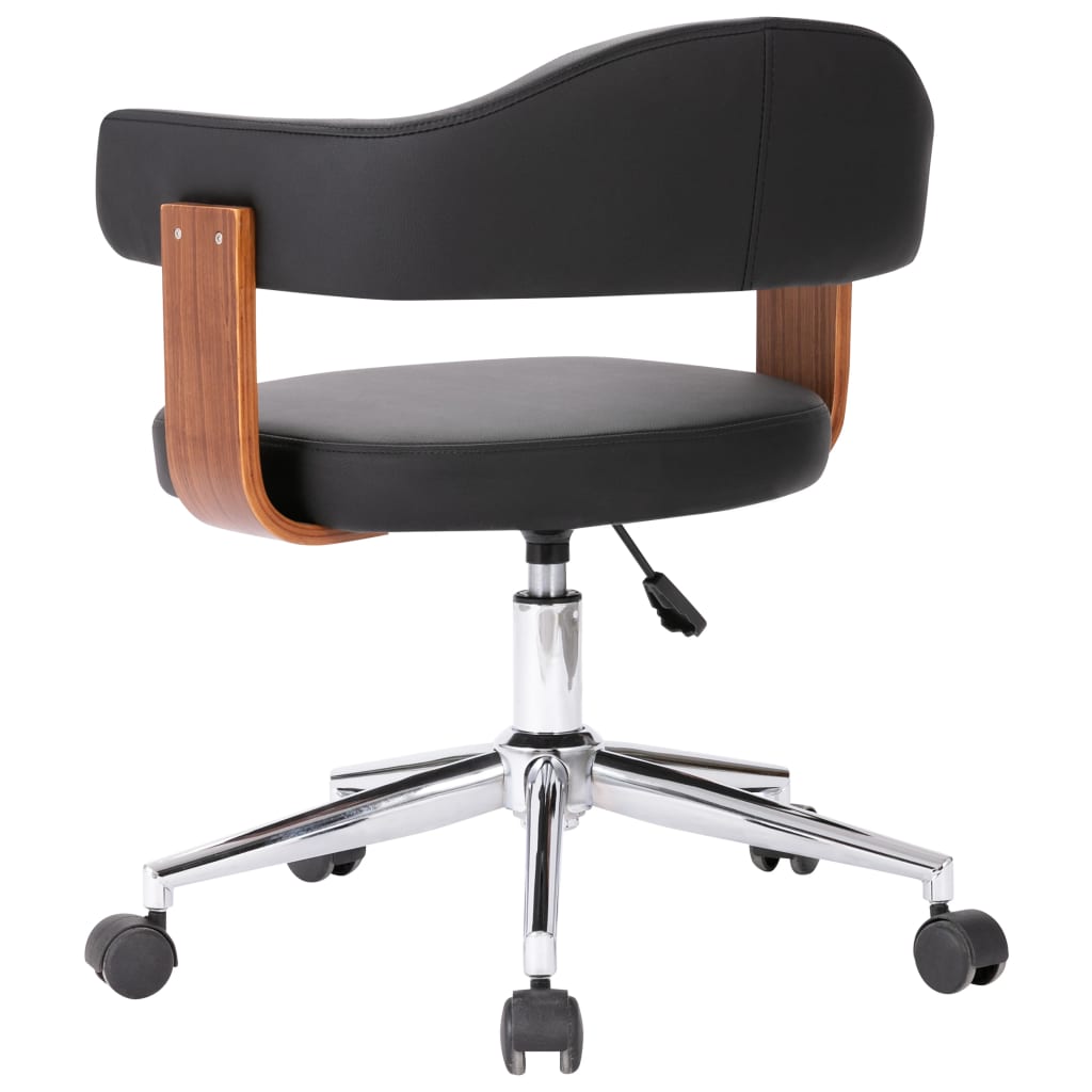 Swivel Office Chair In Black Bentwood and PU Leather
