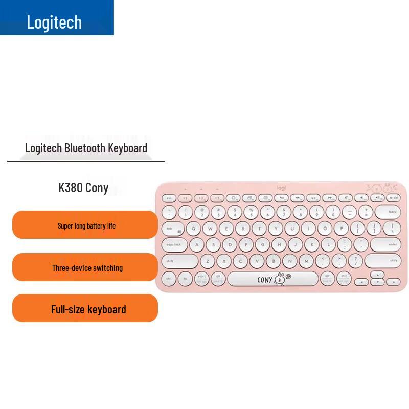 

Logitech K380 Ultra-Thin Wireless Bluetooth Keyboard (Connie Bear Edition)