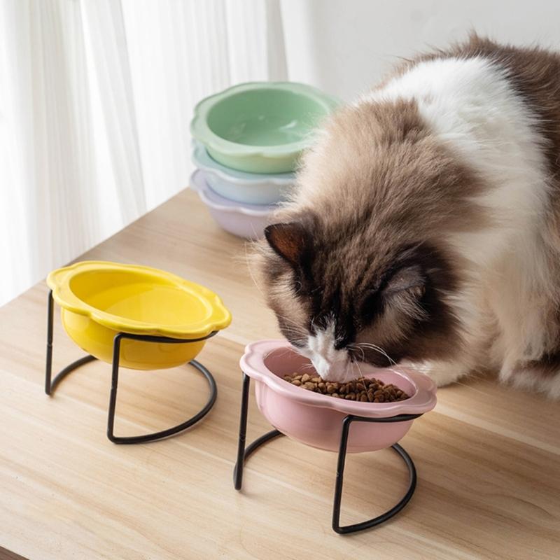 Ceramic Cats Water And Food Dish Bowl Nonslip Feeder Bowl For Pet Kitten Watering Feeding Tool Home Use
