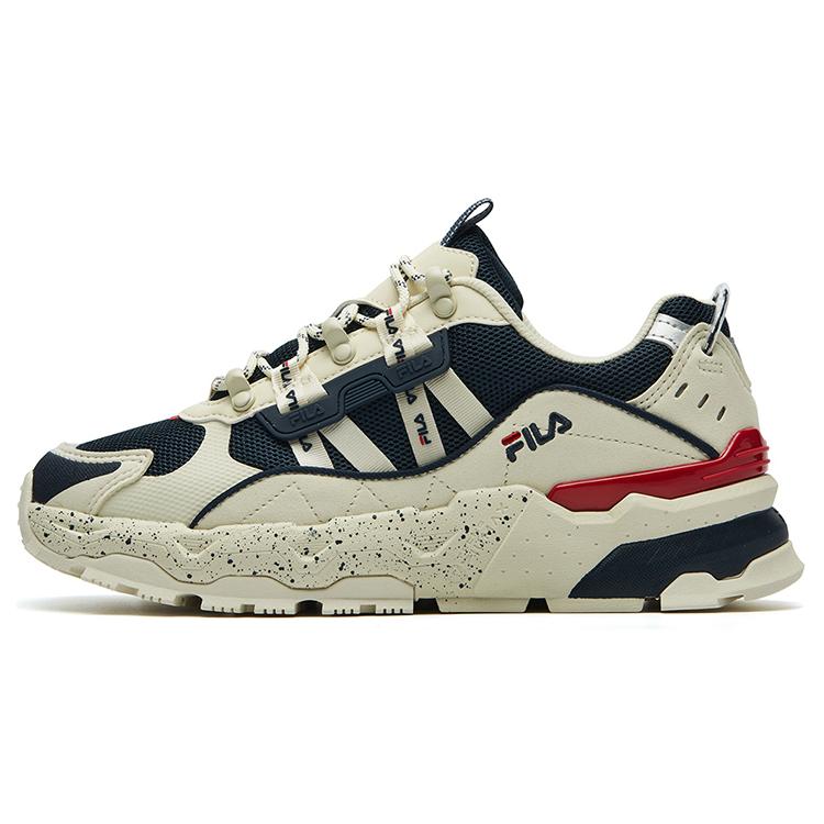 New FILA TREK Baby's Breath Cushioning Abrasion Resistant Breathable Low top Chunky Sneakers Women's White Blue F12W134155FWD
