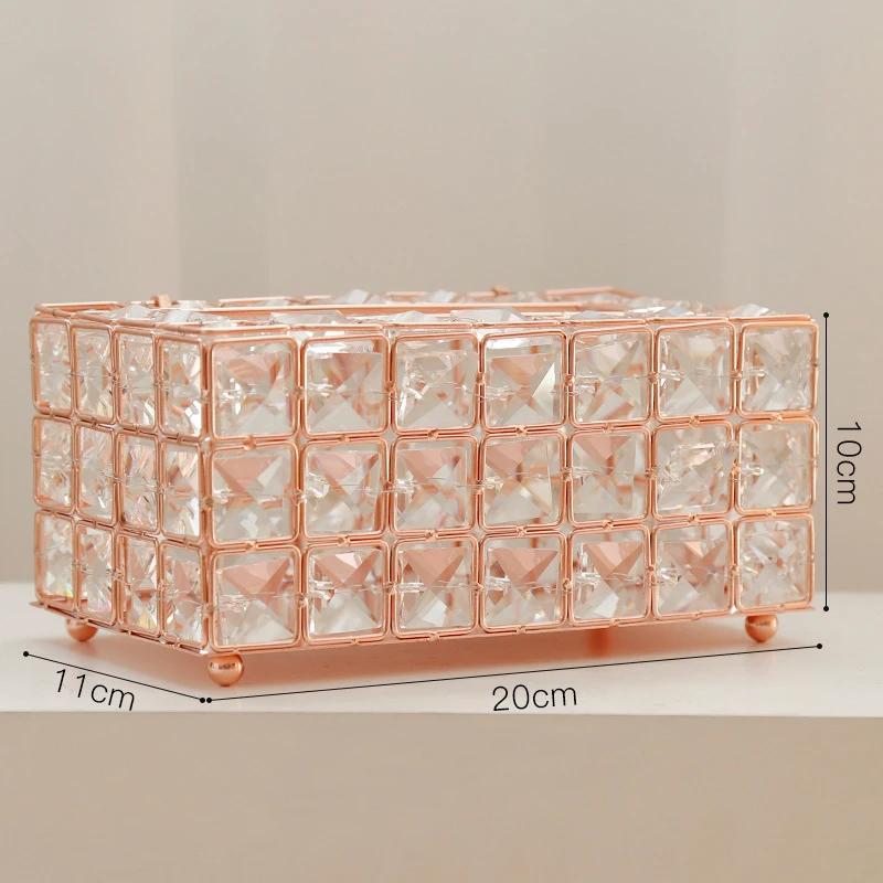 Simple Metal Crystal Tissue Box Living Room Tea Table Napkin Paper Removable Boxes Household Products