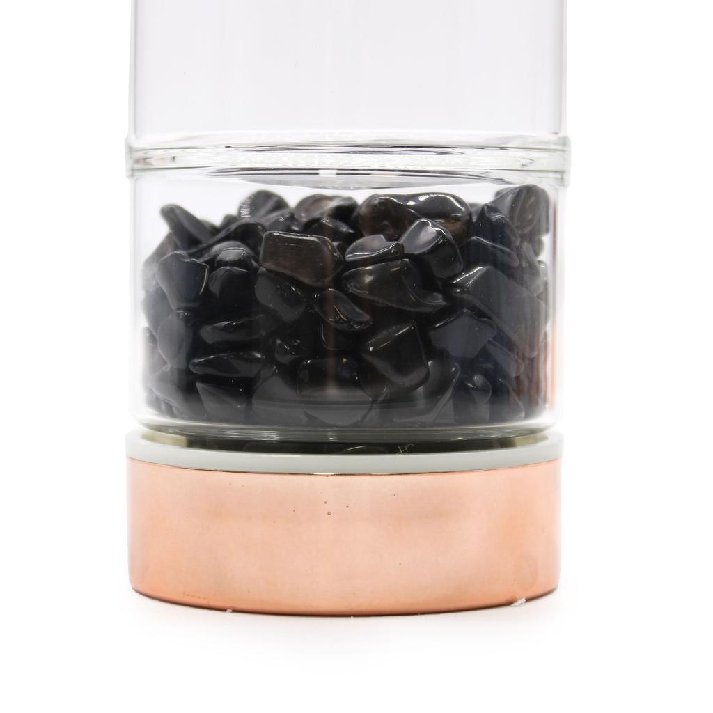 Tea Infuser Bottle Glass Onyx Crystal Rose Gold