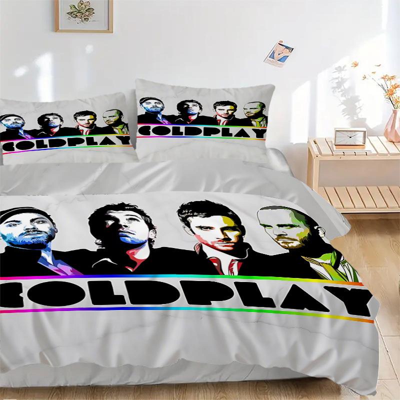 

3pcs Coldplay Band Merchandise Cover Set, 1 Cover + 2 Pillowcases (No Insert), Bedding for All Seasons, Bedding,Bedroom Decor yy250922040 135x200cm