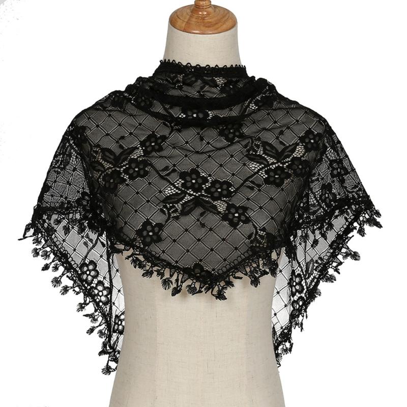 Floral Lace Head Scarf Chapel Veil for Women Girl Hair Bandanas Ethnic Mantilla Veil Women Headpiece Exotic Headscarf