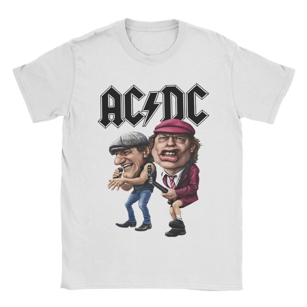 Erkek ACDC Tişörtleri Üstler Vintage Kısa Kollu Yuvarlak Yaka Tişörtler Büyük Beden Tişört