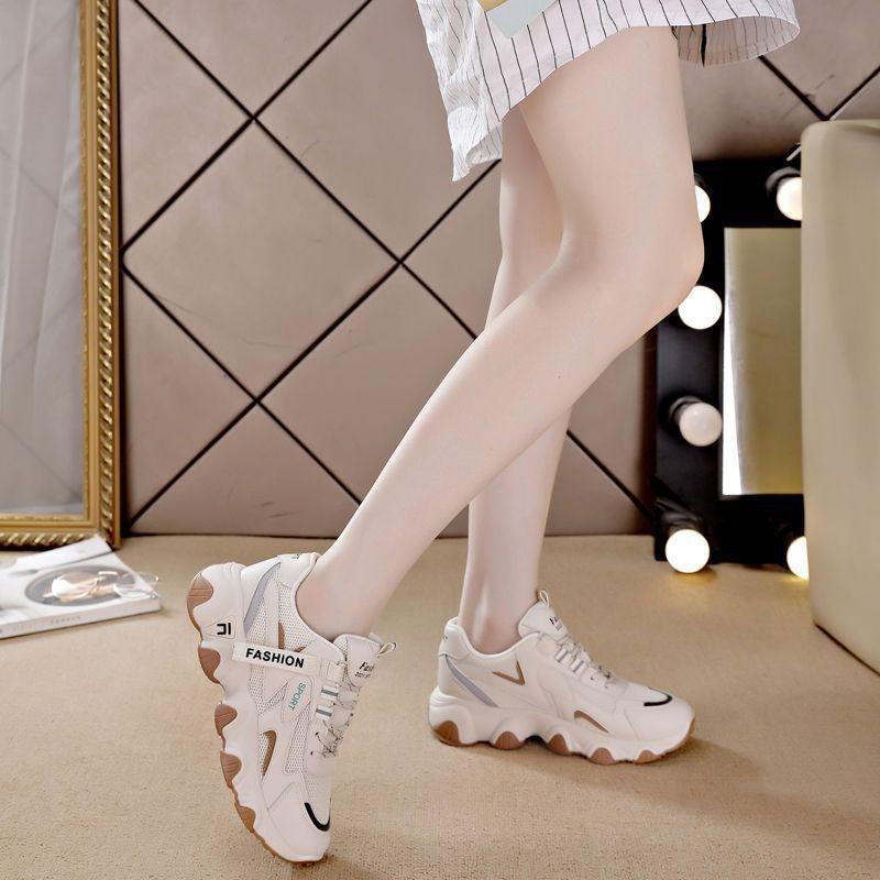 Trendy women's shoes new fashion breathable mesh thick sole heightening pedicure sports and leisure shoes