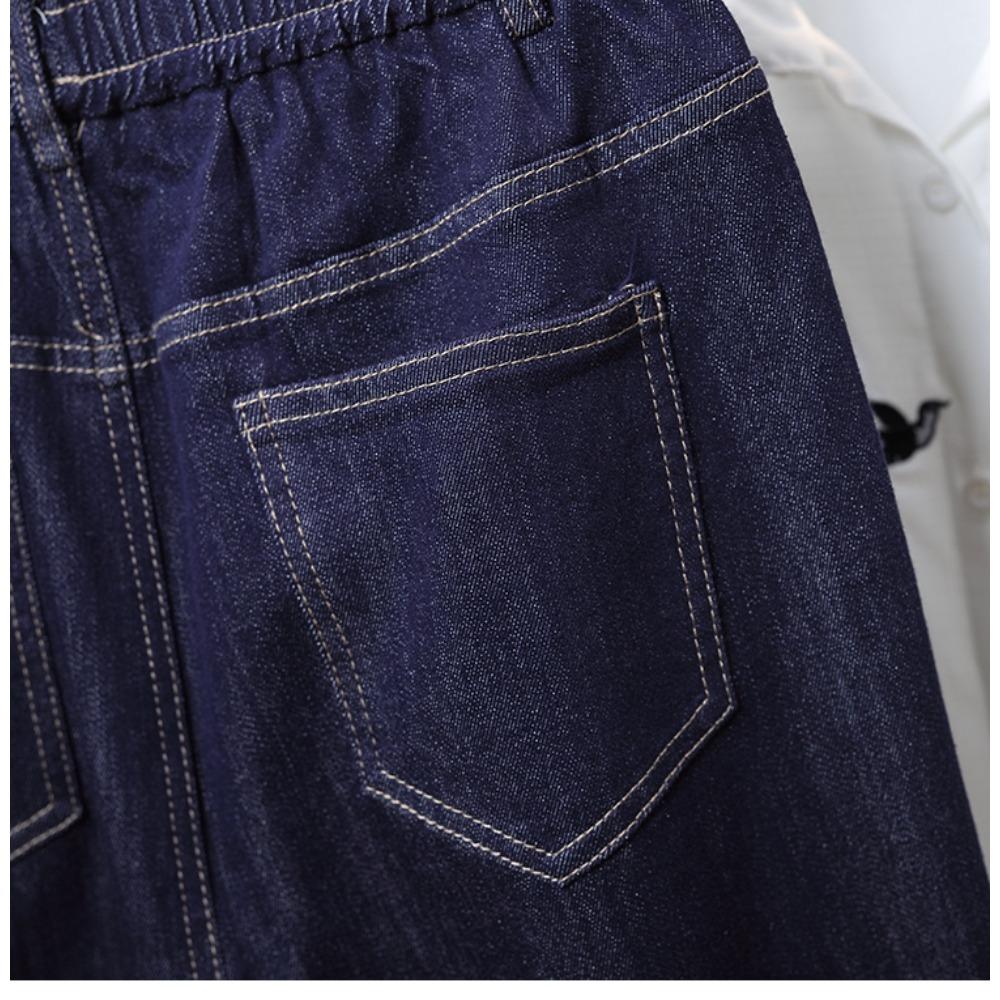 DIMANAF 2025 Plus Size Autumn Women Jeans Pants Denim Flared Pants Elastic Blue High Waist Trousers Oversize New Pants 5XL