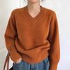 Sweater for Women Autumn Winter Thickened Warm Knitted Stretchy Long Sleeve V-neck Tops