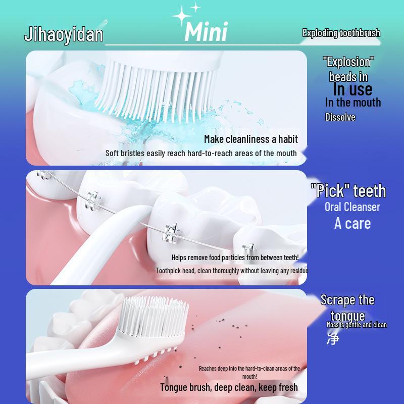 Disposable Adult Toothbrush with Burst Beads for Stain Removal - Travel-Friendly and Popular On TikTok