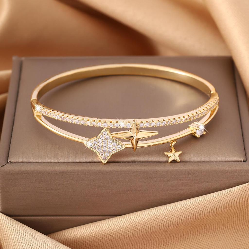 Exquisites 2025 Europäisch-Amerikanisches Nagelarmband mit Zirkon, Luxuriöser Kupferschmuck