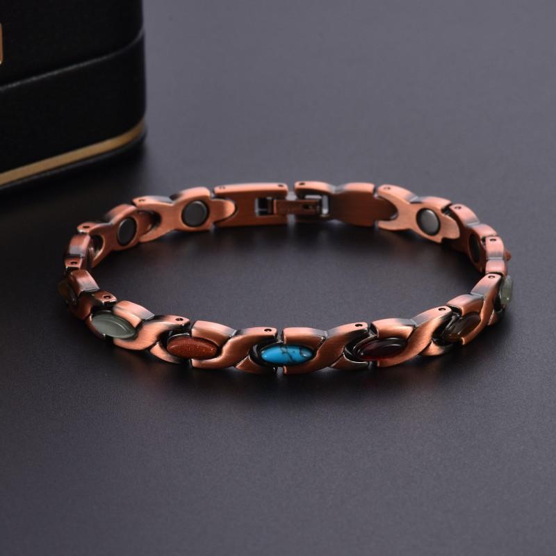 Zinc Alloy Magnetic Therapy Bracelet Women Men Geometric Waterdrop Design Vintage Copper Tone Jewelry Accessory