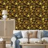 Golden Hibiscus Ochre Wallpaper, Ochre Medium for Living Room and Bedroom 50x1000