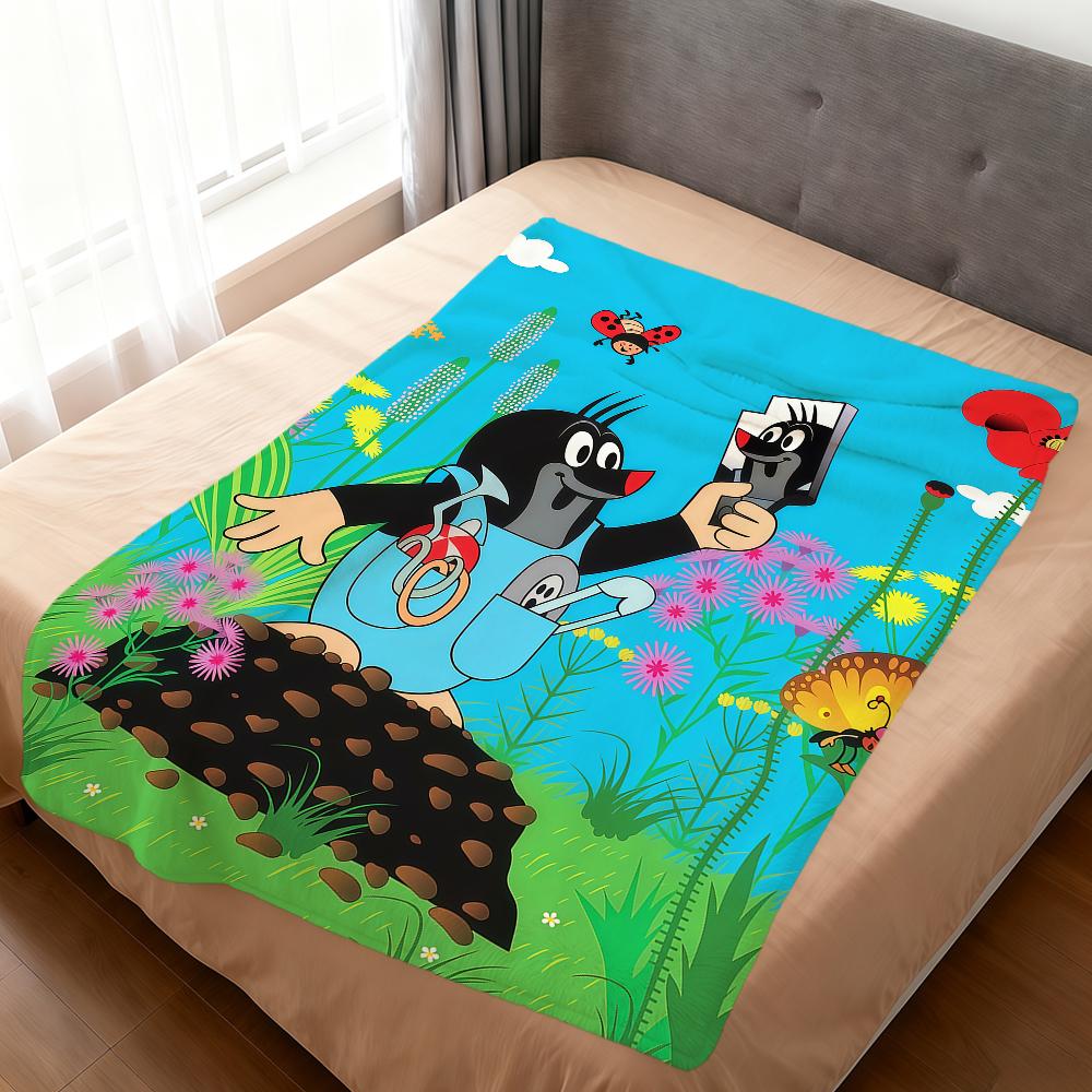 Soft Warm Plush Blanket Fuuny Cartoon Dorm M-Mole Sofa Living Room The Pet Hogar Bed Little Gift Nap K-Krtek Cute Home Flannel
