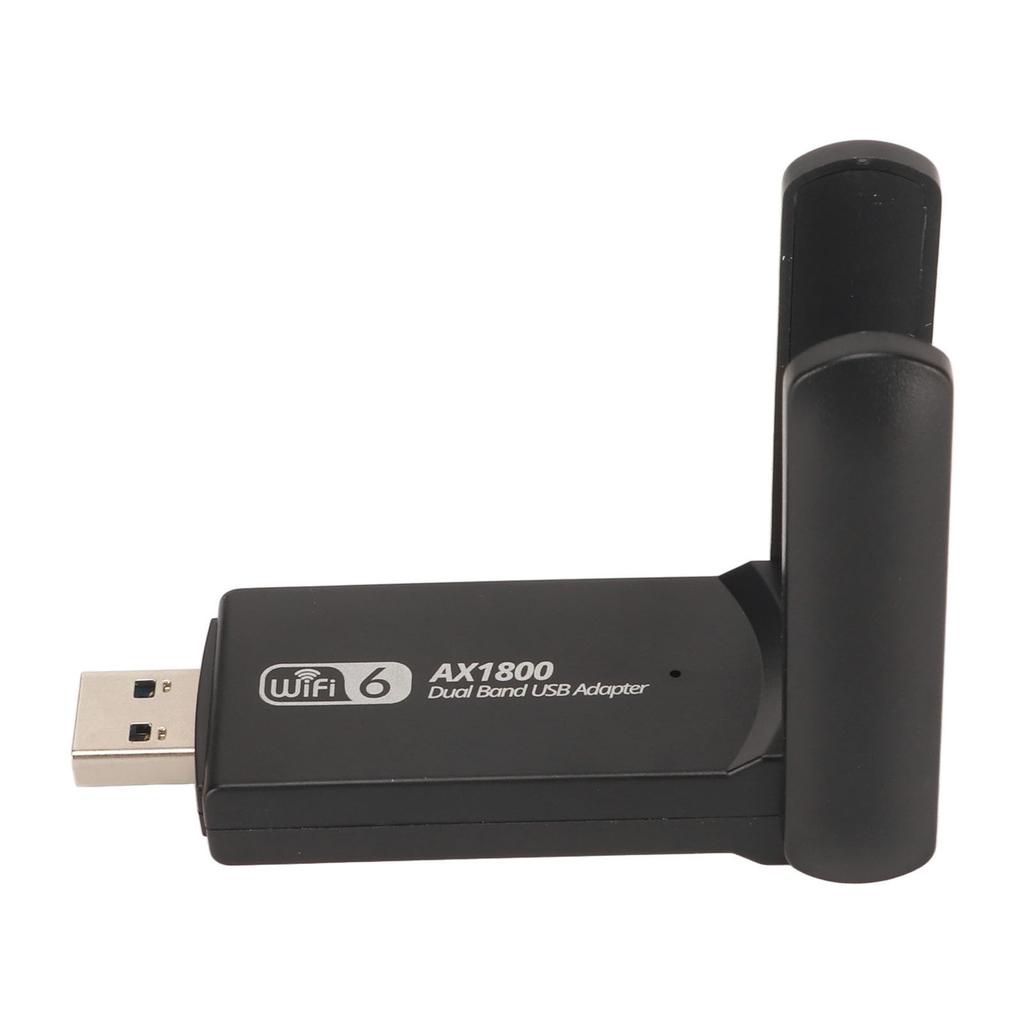 1800Mbps Dual Band WiFi Adapter with Dual 3dbi Antennas 2.4G 5G USB3.0 Plug and Play USB WiFi 6 Adapter for Laptops