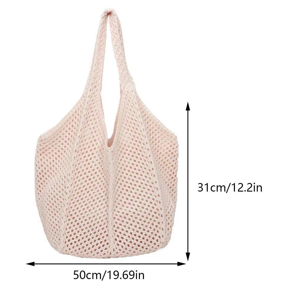 Fashion Women's Hollow Woven Shoulder Bags Large Capacity Knitting Underarm Bag Solid Crochet Tote Handbag Summer Mesh Beach Bag