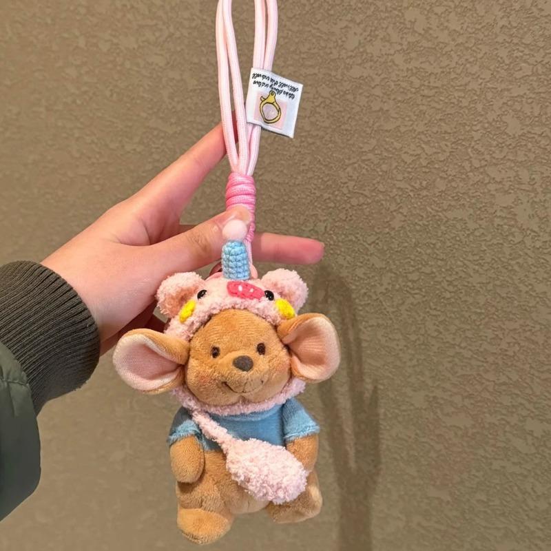 Roo Cartoon Anime Character Series Match Cute Hood Accessories Backpack Pendant Plush Keychain Decoration Doll Periphery Gifts
