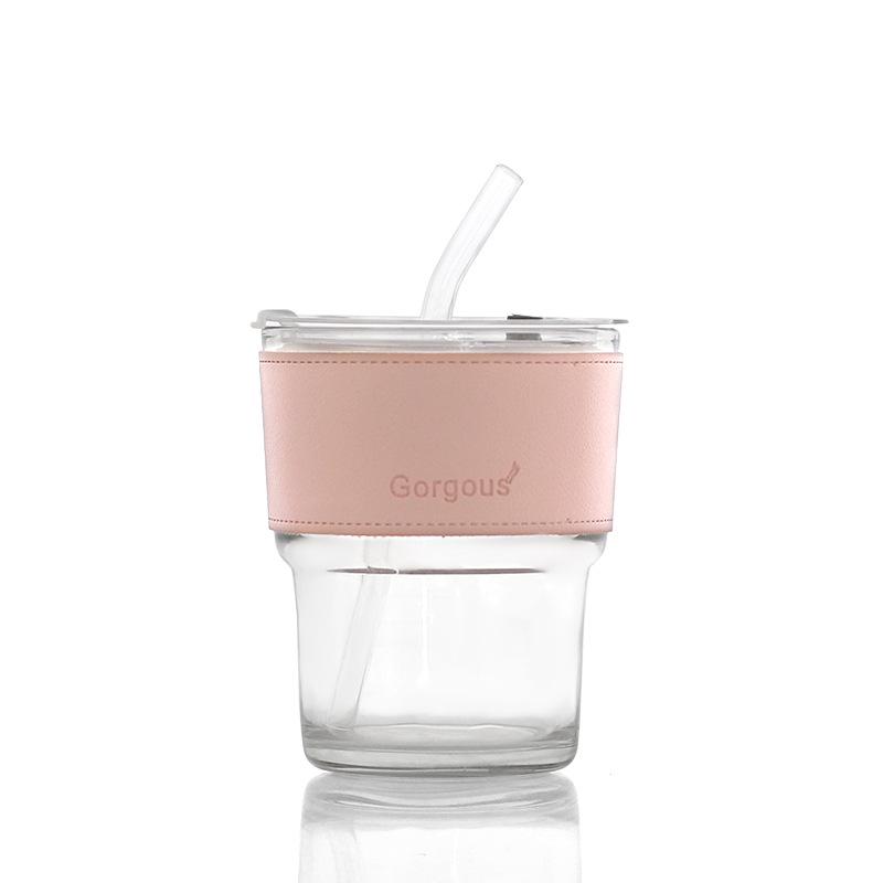 

Stylish Bamboo Glass Straw Cup with Lid - Perfect for Summer Drinks & Gifting 380ml