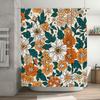 Luxury Floral Shower Curtain Set Waterproof Bath Decor With Orange White Flowers Print Modern Home Decor For Bathroom Available