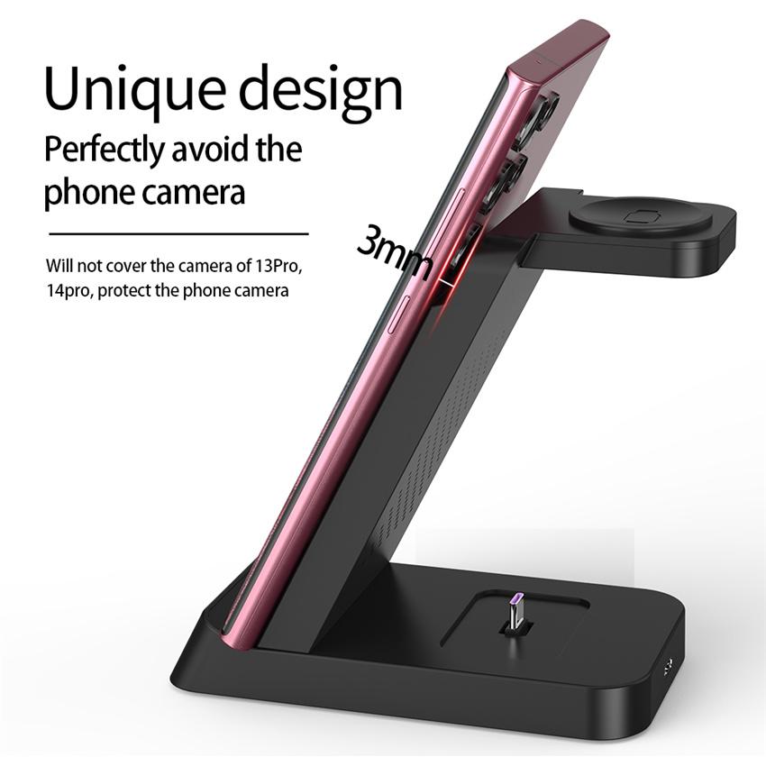 30W 3 In 1 Wireless Charger Stand Type C Fast Charging Dock Station For iPhone 15 Samsung S22 S21 Samsung Watch 6 5 4 Earbuds