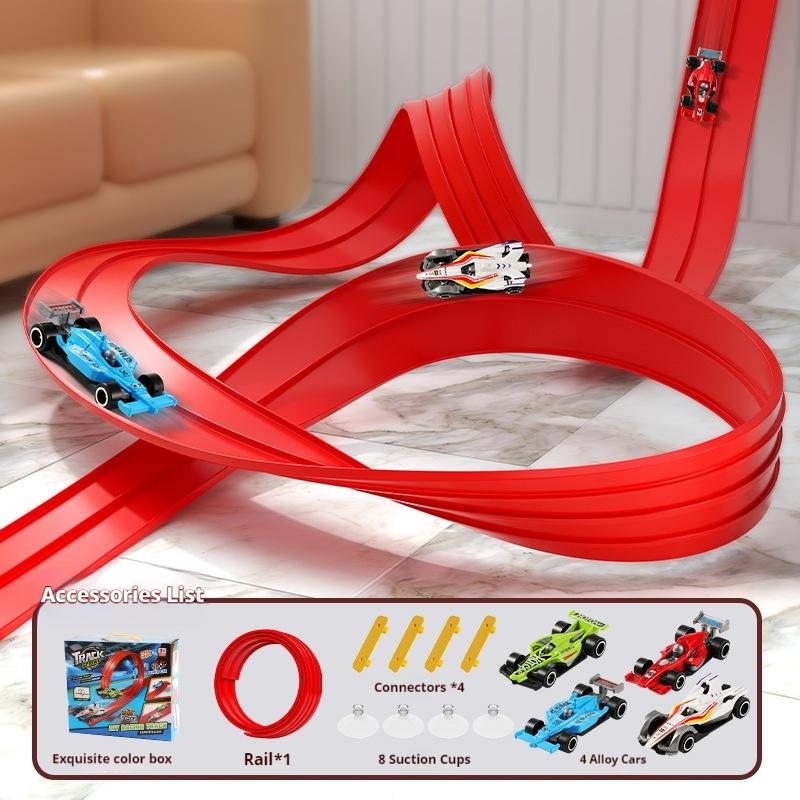 Children And Boys Cool Diy Assembly Track Aluminum Alloy Racing Car Gravity Inertia Sliding Track Toy Puzzle Assembly Cars Gifts