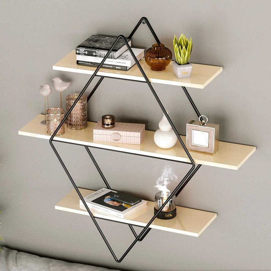 3 Tiers Decorative Prism Wall Shelf Large Size Modern Design Kitchen Bathroom Wall Shelf Organizer Bookshelf