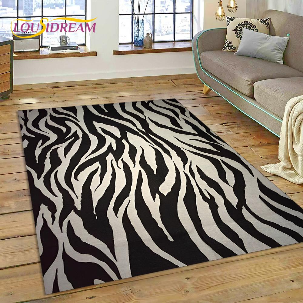 Colorful Zebra Stripe Leopard Tiger Print Pattern Rug Carpet for Living Room Bedroom Decor,Non-slip Decoration for Sofa Doormat