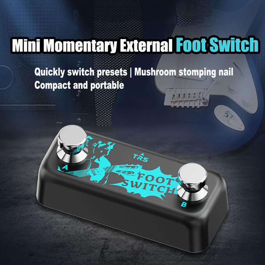 Dual 2-Way Guitar Effect Footswitch Pedal, Momentary Metal Switch with 6.35mm Jack for Replacement