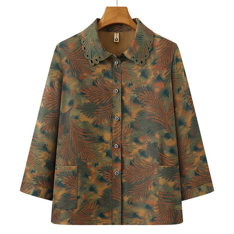 

Vintage-Inspired Loose Lapel Shirt for Spring/Summer 5XL - suitable for 150-165 lbs зелёный
