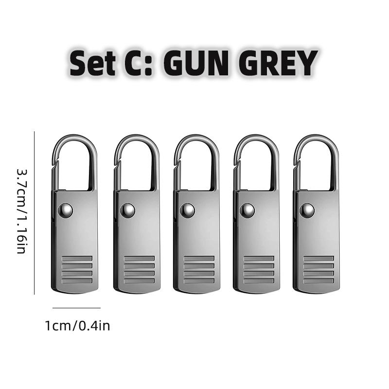 5Pcs Universal Metal Zipper Head Puller DIY Sewing Spring Lock Zipper Sliders Replacement Instant Repair for Clothing Bags Shoes