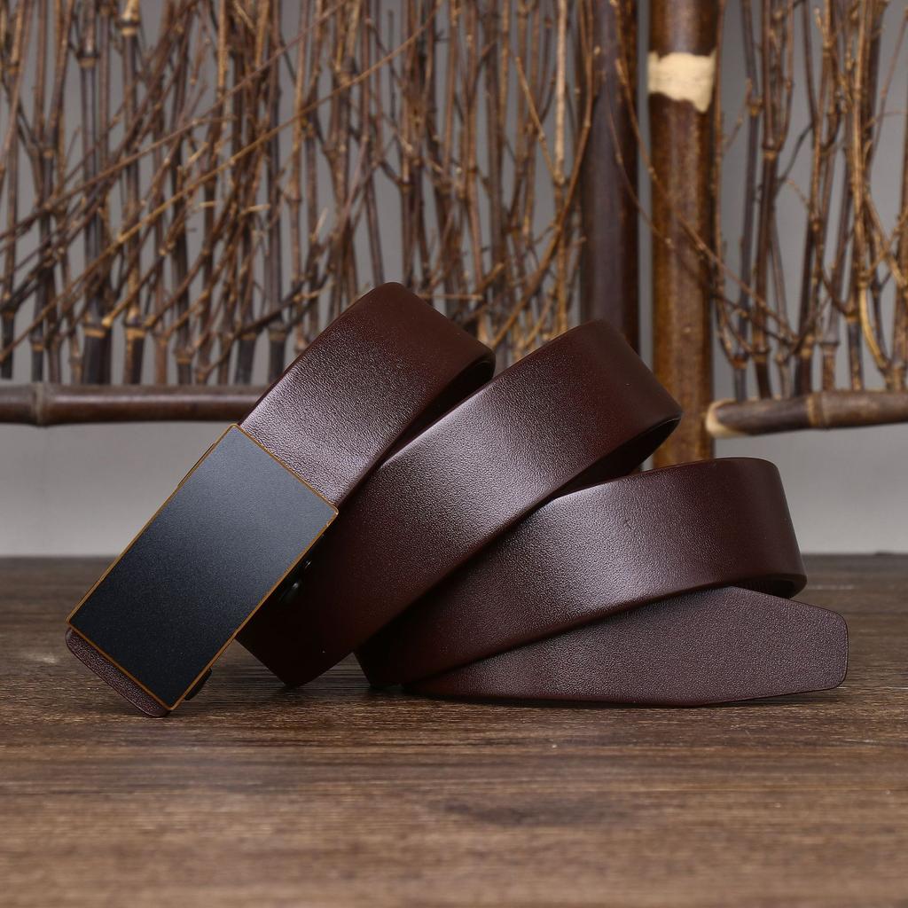 Minimalist Rahat Stil İş Dişsiz Otomatik Tokalı Kemer Erkek Deri Moda Çok Yönlü Gençlik Resmi Pantolon Kemer