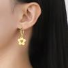 Lucktune Hollow Heart Hoop Earrings Stainless Steel Cute Flower Heart Four-leaf Clover Pendant Earrings for Women Jewelry Gifts