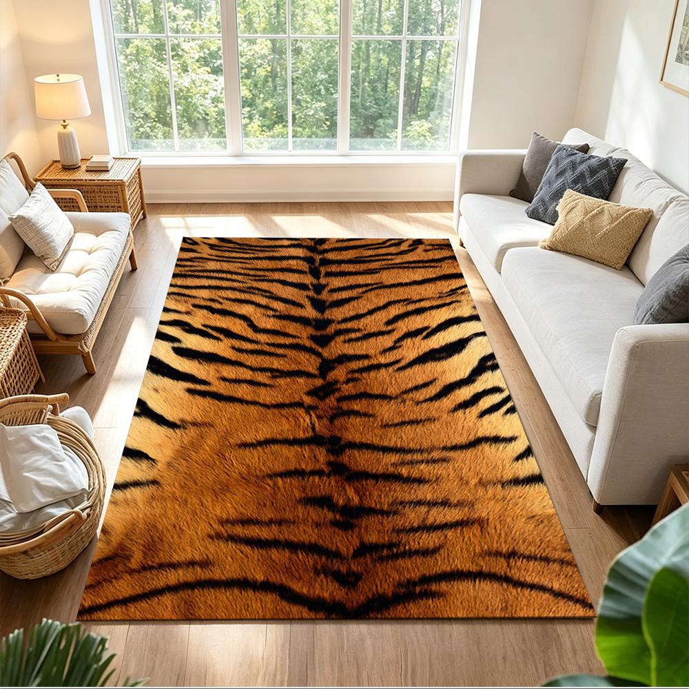 Tiger Stripe Pattern Close-up Non-Slip Home Carpet Design for Office Decor Living Room Bedroom Gift