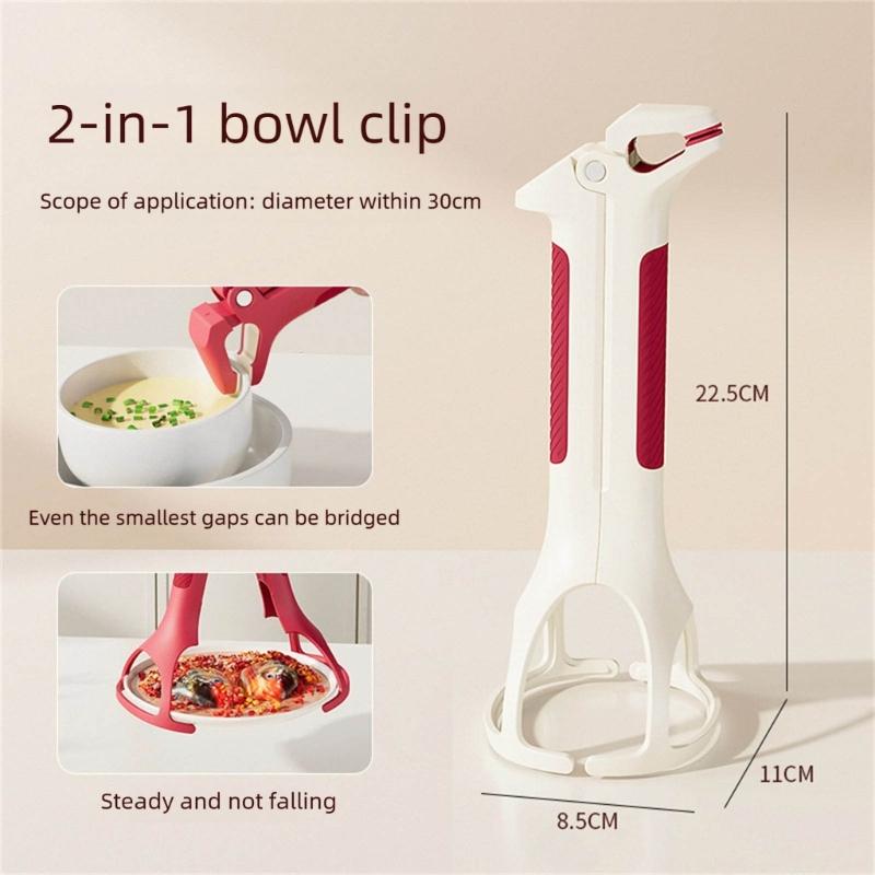 2in1 Hot Plate Gripper,Kitchen Hot Dish Bowl Plate Clip Antis Scalding Dish Plate Tongs for Oven Steamer Air Fryers Pan
