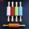 Silicone world Non-Stick Silicone Rolling Pin Wooden Handle Fondant DIY Pastry Dough Flour Roller Kitchen Baking Cooking Tools