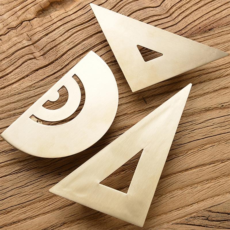 Brass Drawing Protractor Stationery Precisions Measuring Tool Vintage Triangular Ruler Painting Drawing Tool Enduring