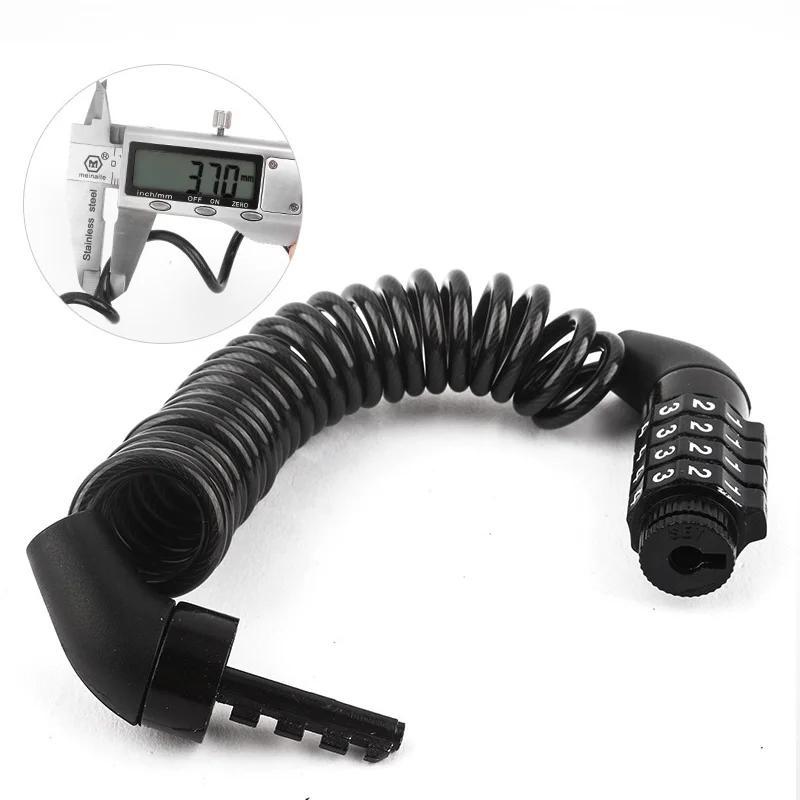 Motorcycle Bicycle Anti-Theft Chain 4-Digit Password Combination Helmet Lock Safety Portable Cable Lock Durable Wire Rope