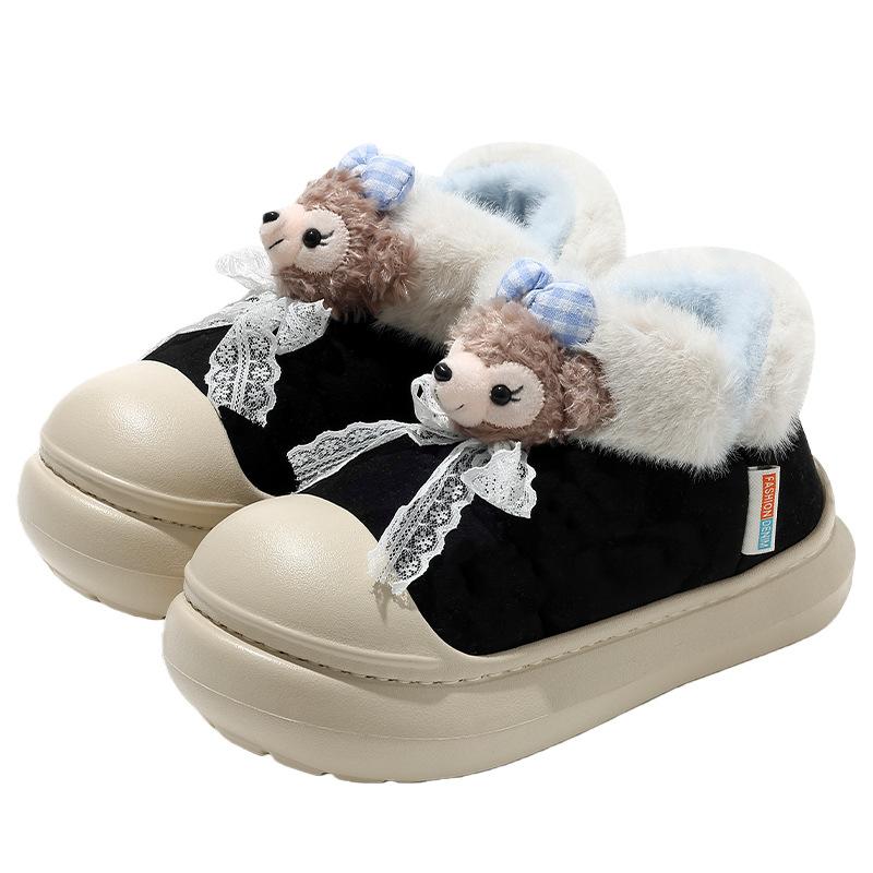 Winter cute cotton slippers bag and indoor home plush thick-soled warm cartoon cotton shoes outer wear
