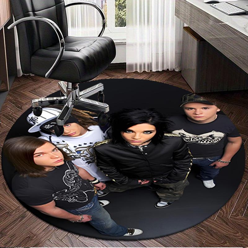 1PC Tokio Band Portrait With Caps Round Rug, Non-slip Chair Mat, Home Decor, Circle Carpet Perfect for Office, Bedroom, Living Room,Christmas Gift