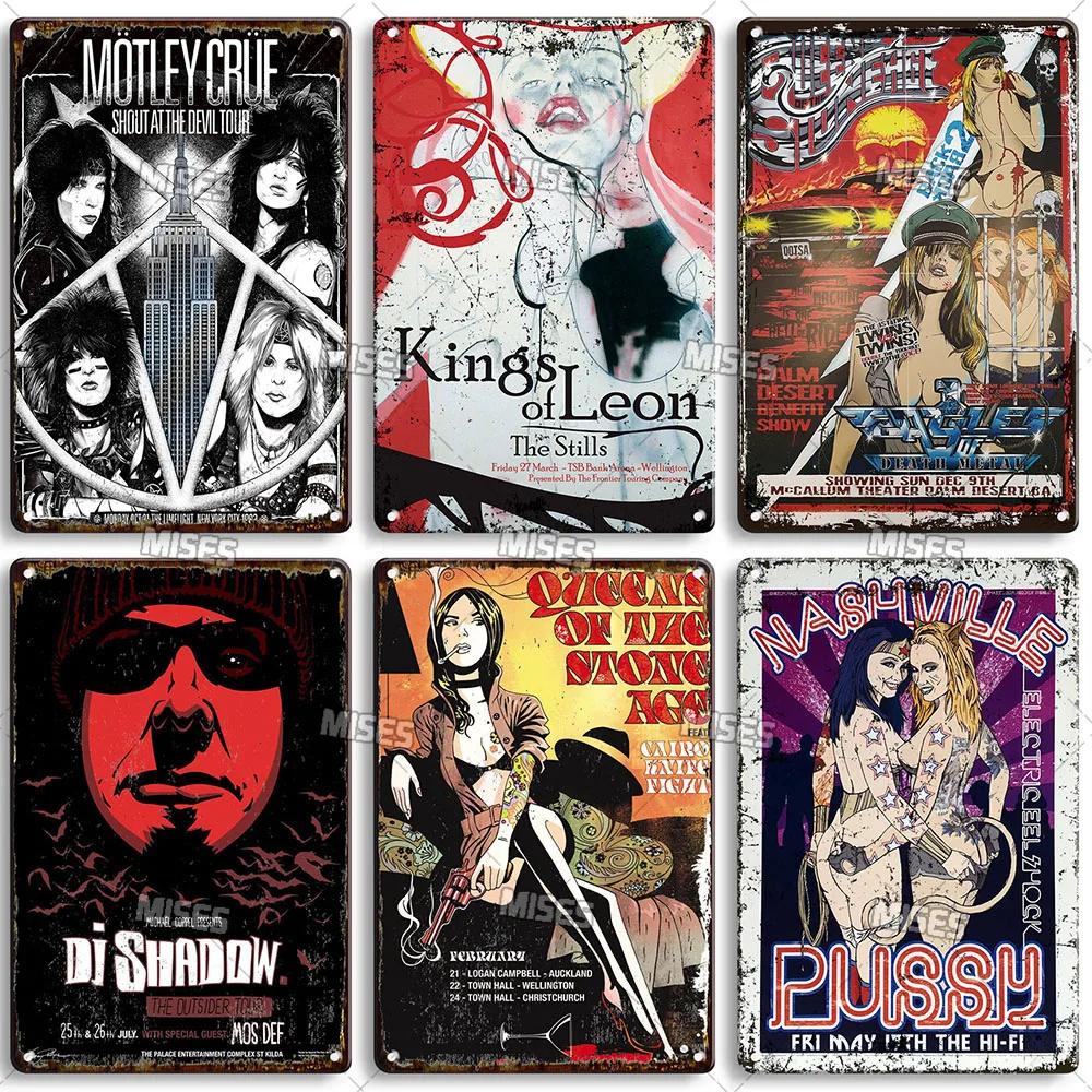 MISES ROCK Wanddekoratives Poster Metall Blechschild Musik Metallplakette Rostiges Band Metallschild Man Cave Zuhause Küche Industrielle Dekoration