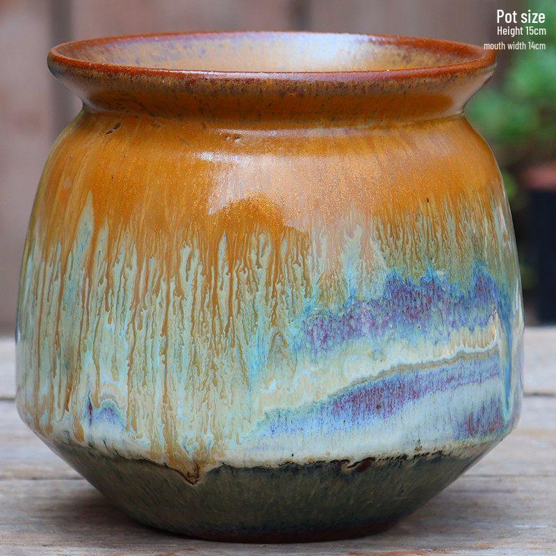 Handmade Coarse Pottery Tall Flower Pot for Succulents and Green Plants – Breathable Ceramic Jar for Bird of Paradise & Bougainvillea