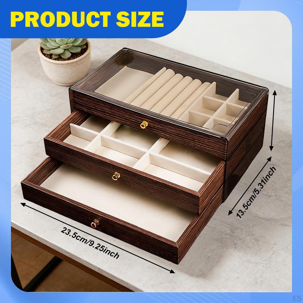 Box, Versatile In Its Use, with Soft Lining And Compartments, Including A Tray for Necklaces, Rings
