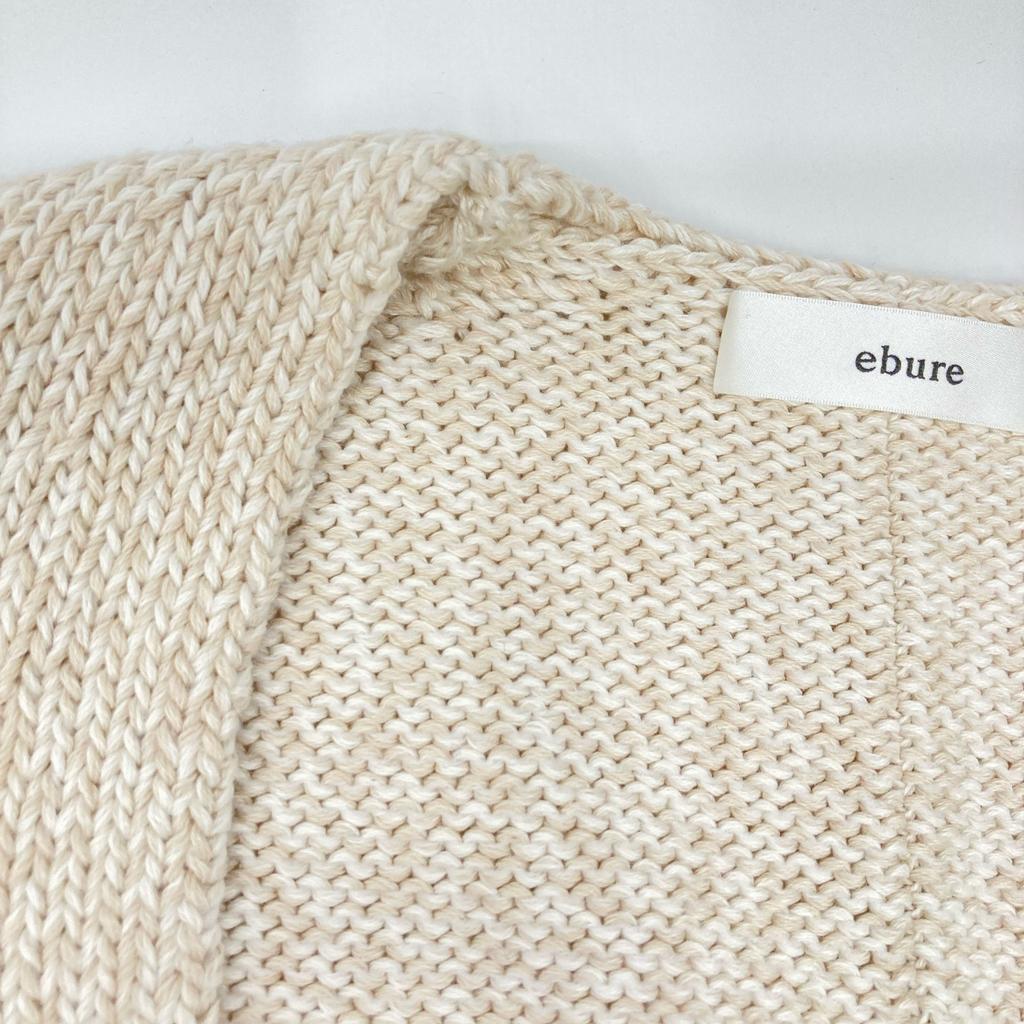 Ebure Beige Cashmere Blend Color Mix Log Gauge Knit Pullover Tops Not Written beigeUsed